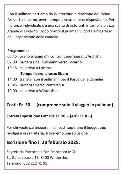 Flyer Parco delle camelie 2025 - Programma